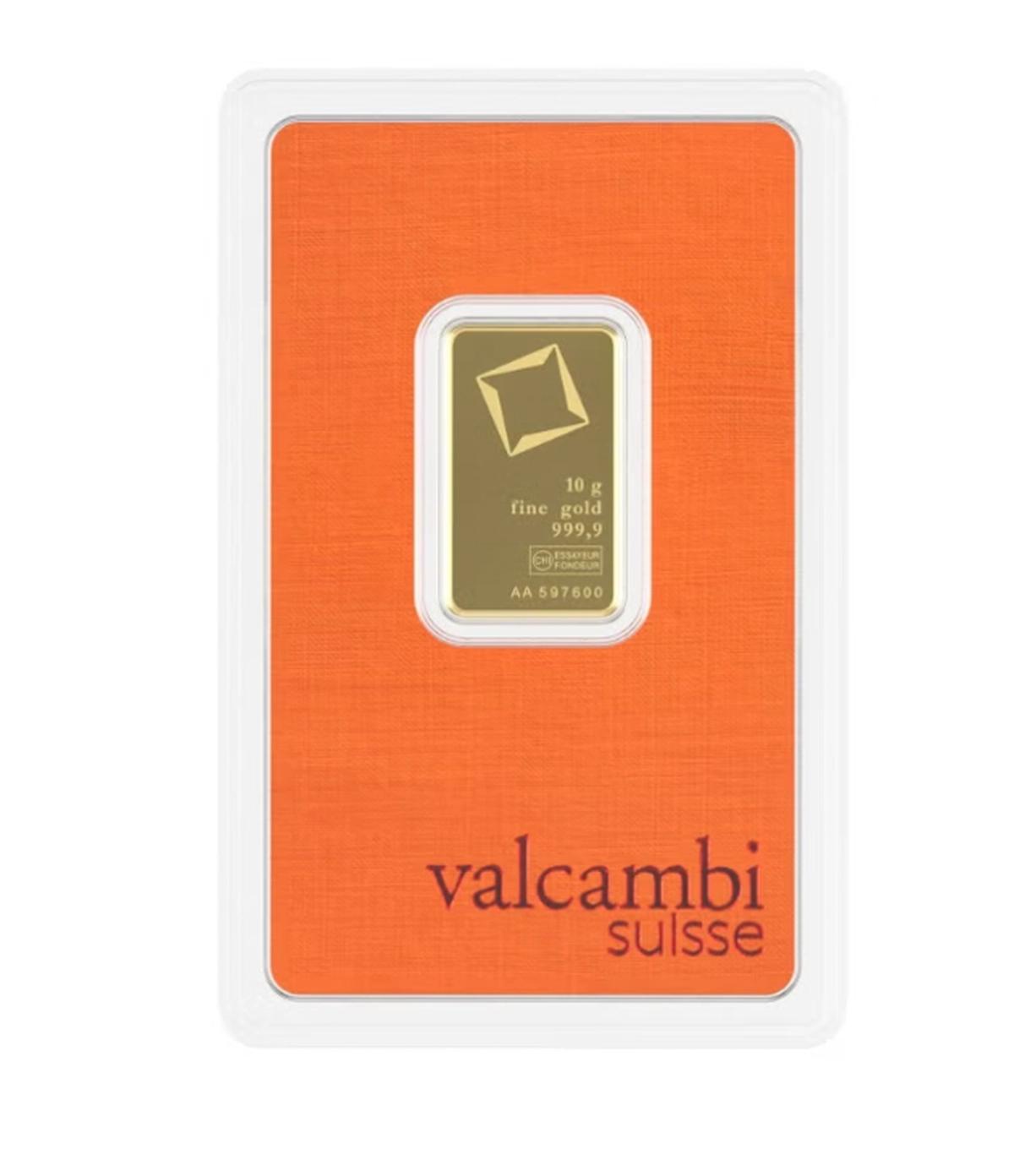 Valcambi Suisse 10g 24K (999.9) Pure Minted Gold Bar - Variable Design-0-portrait