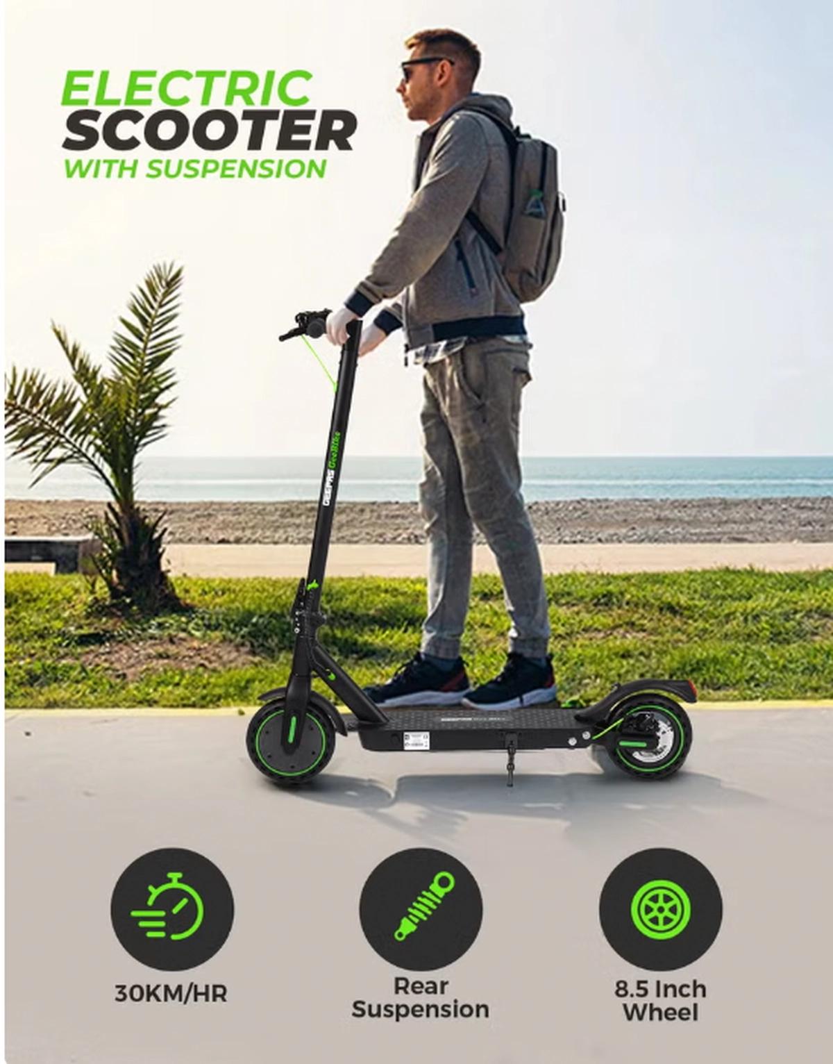 GEEPAS Electric Scooter with Suspension Digital LED Display-0-portrait