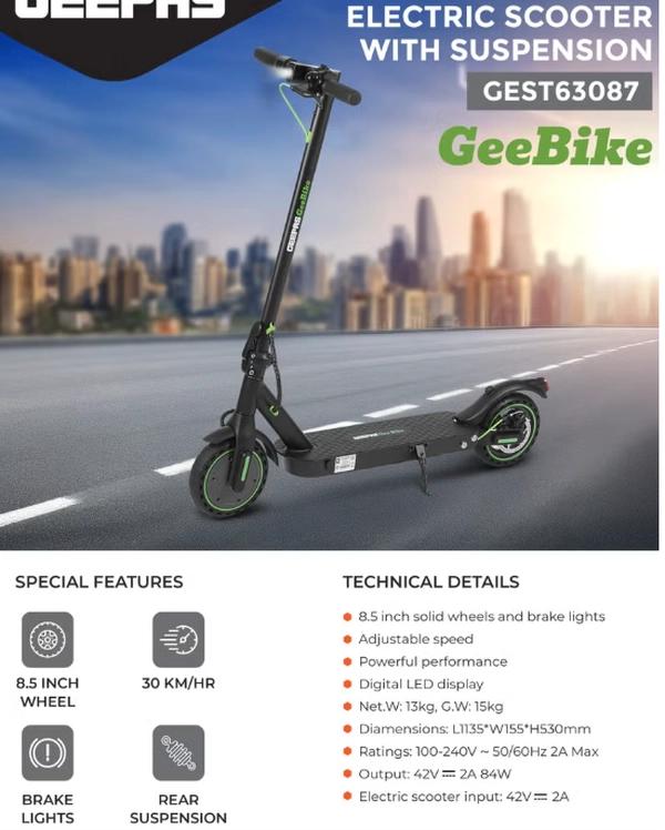 GEEPAS Electric Scooter with Suspension Digital LED Display