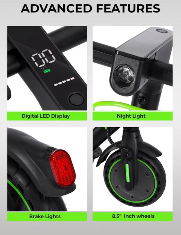GEEPAS Electric Scooter with Suspension Digital LED Display