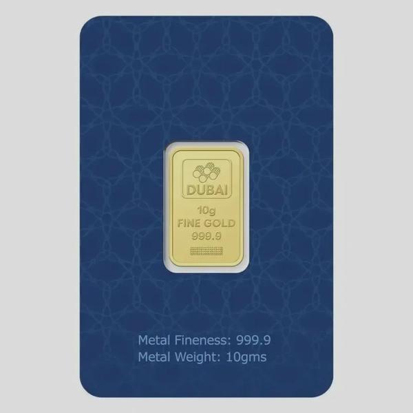 Dubai Gold 10 Grams Pure 999.9 Fine Gold Bar - Variable Design