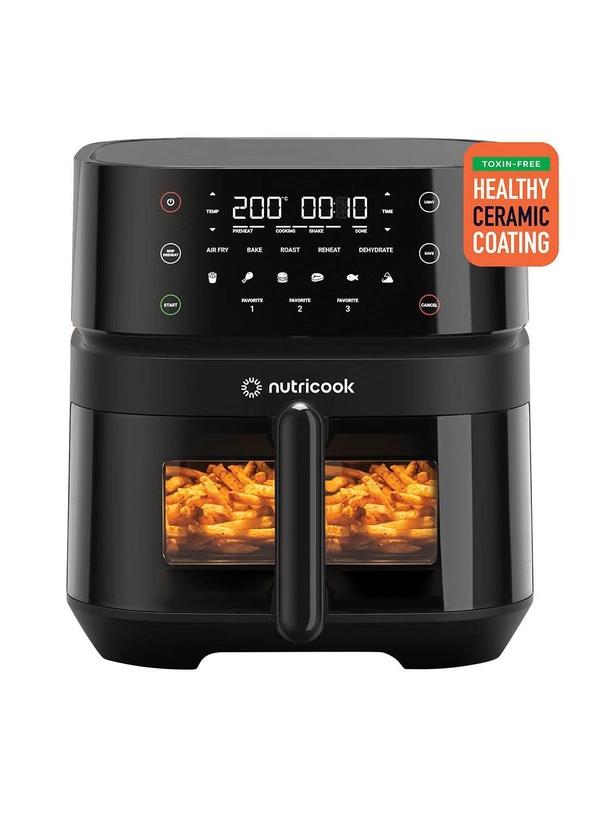 Nutricook Digital Air Fryer Vision 3 , 5.7L Capacity with Clear Window & Internal Light,6 Presets, Air Fry, Roast, Bake, Broil, Dehydrate& Reheat, 2 Years limited Warranty 5.7 L 1700 W NC-AF357V Black