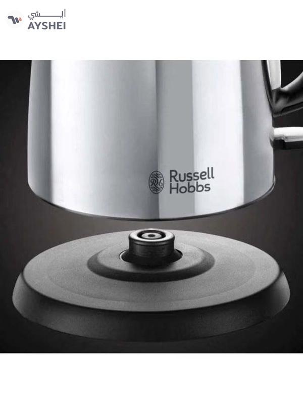 Russell Hobbs Victory Electric Kettle, Rapid Boil, Quiet, Perfect Pour, Energy Efficient, Stainless Steel 1 L 2400 W 24990GCC Silver/Black