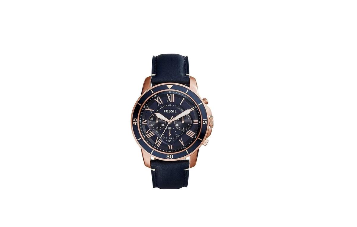 Fossil Men's Water Resistant Leather Analog Quartz Watch FS5237 - 44 mm - Blue-0-landscape