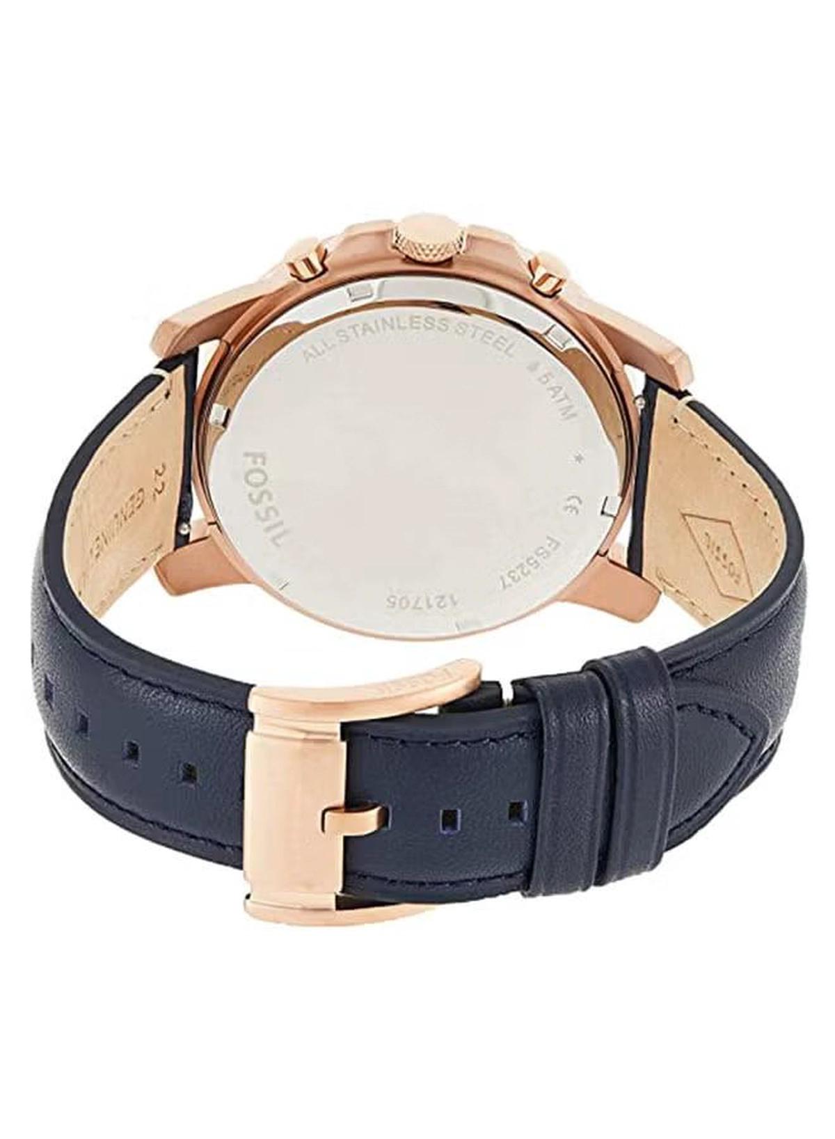 Fossil Men's Water Resistant Leather Analog Quartz Watch FS5237 - 44 mm - Blue-3-3