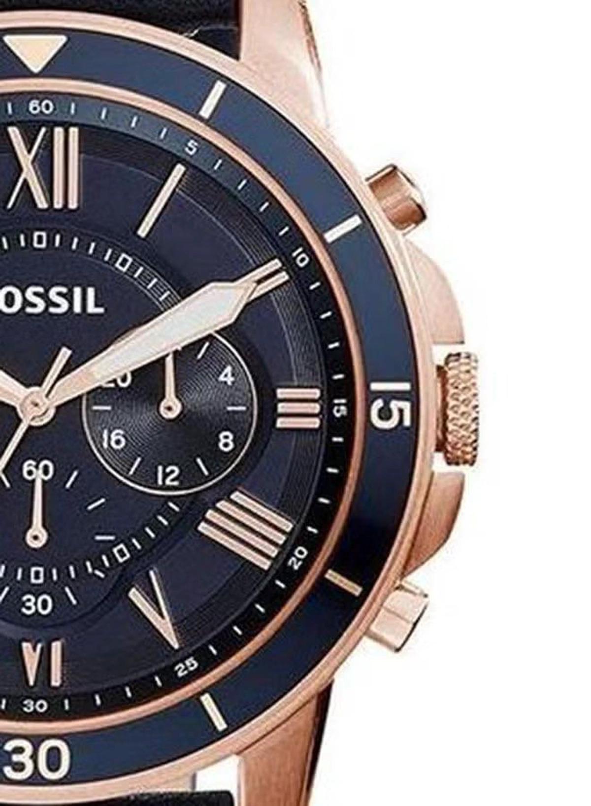 Fossil Men's Water Resistant Leather Analog Quartz Watch FS5237 - 44 mm - Blue-5-5