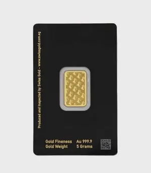 5 Grams Swiss Gold Bar 100% Authentic