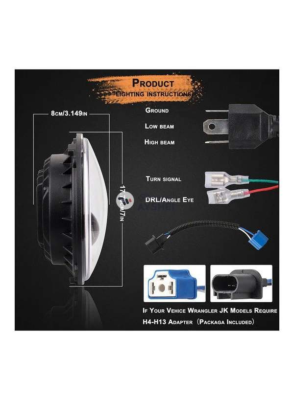 Generic 12V/24V Motorcycle Car Headlight Round LED Driving Lamp