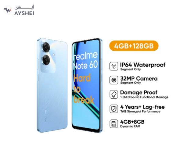Realme Note 60 Dual SIM Voyage Blue 4GB RAM 128GB 4G - Middle East Version