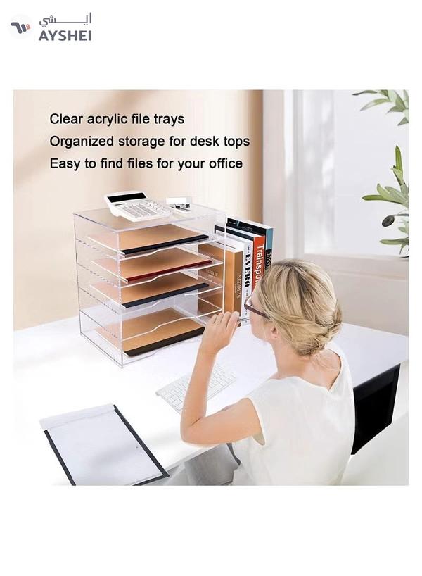 Eworld 5 Tier Clear Acrylic Magazine File Holder Document Storage Organising Stand