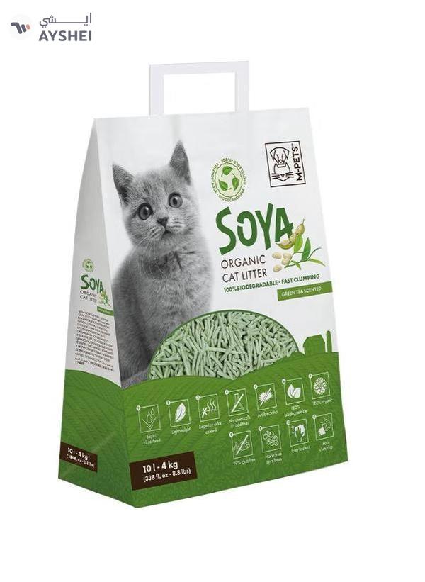 M-PETS Soya Organic Cat Litter Green Tea Scented 10 L – 100% Biodegradable