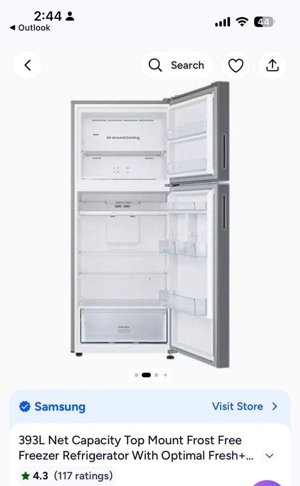 Top Mount Freezer Refrigerators with Optimal Fresh+, SpaceMax™, 388 L, Silver