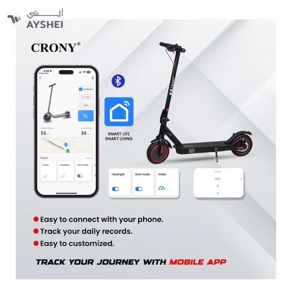 Crony M365 App E-Scooter | 45km/H High-Speed | 25KM Range | 250w Brushless Motor | Rear Disc Brake