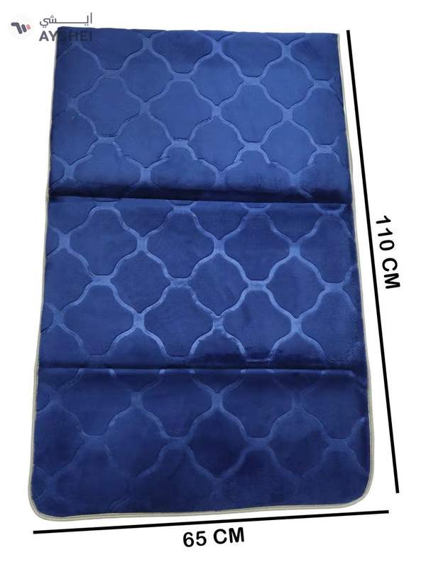 Yuwell Foldable Prayer Mat with Back Support & Carrying Bag, 2-in-1 Prayer Rug Sajadah, Anti-Slip Islamic Salah Mat Soft Velvet Mat 110×65CM for Men & Women, Portable Ramadan & Eid Gift Blue