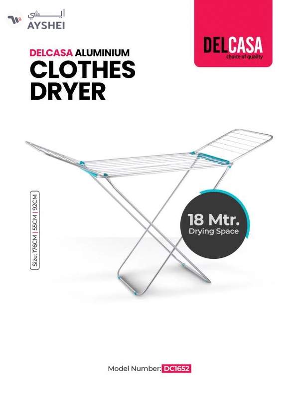Delcasa Large Folding Clothes Dryer Drying Space Laundry Washing Durable Metal Drying Rack Multifunctional Air Dryer Ideal For Indoor And Outdoor Dc1652 Silver/Blue 18meter