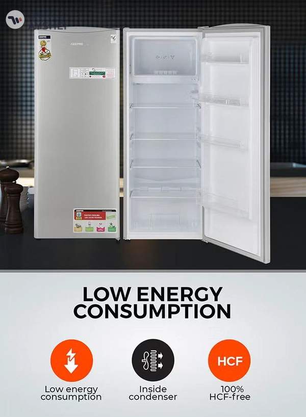 GEEPAS 220L Gross/ 173L Gross Capacity, Defrost Single Door Refrigerator- GRF2050SPE/ Quick Cooling, Low Noise, Easy Cleaning/ with Recessed Handle and Glass Shelves, Perfect for Small Spaces, Apartments, etc 50 W GRF2050SPE Silver