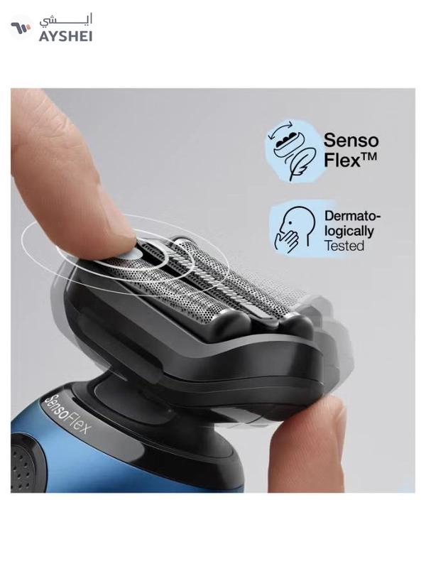 BRAUN Series 6 61-B1000s Wet & Dry shaver with travel case, blue. Made in Germany Blue / Black
