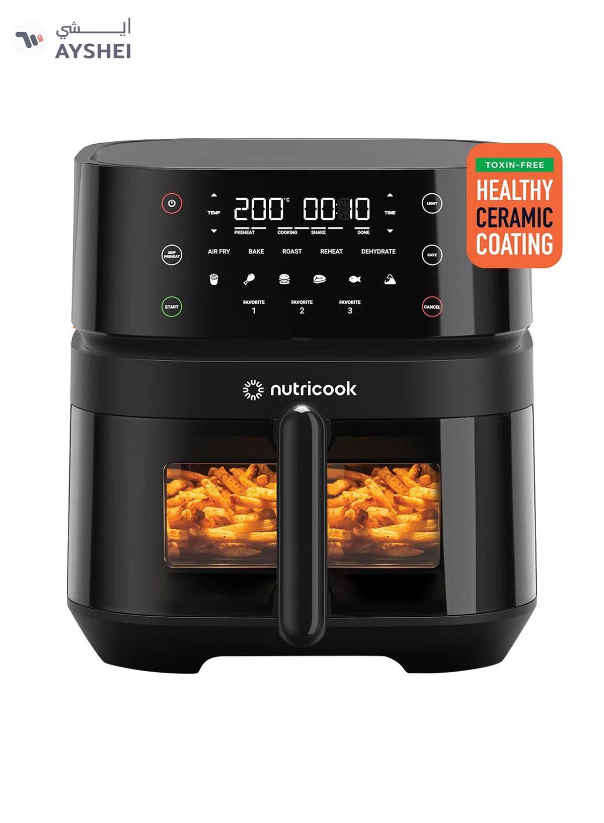 Nutricook Digital Air Fryer Vision 3 , 5.7L Capacity with Clear Window & Internal Light,6 Presets, Air Fry, Roast, Bake, Broil, Dehydrate& Reheat, 2 Years limited Warranty 5.7 L 1700 W NC-AF357V Black-0-portrait