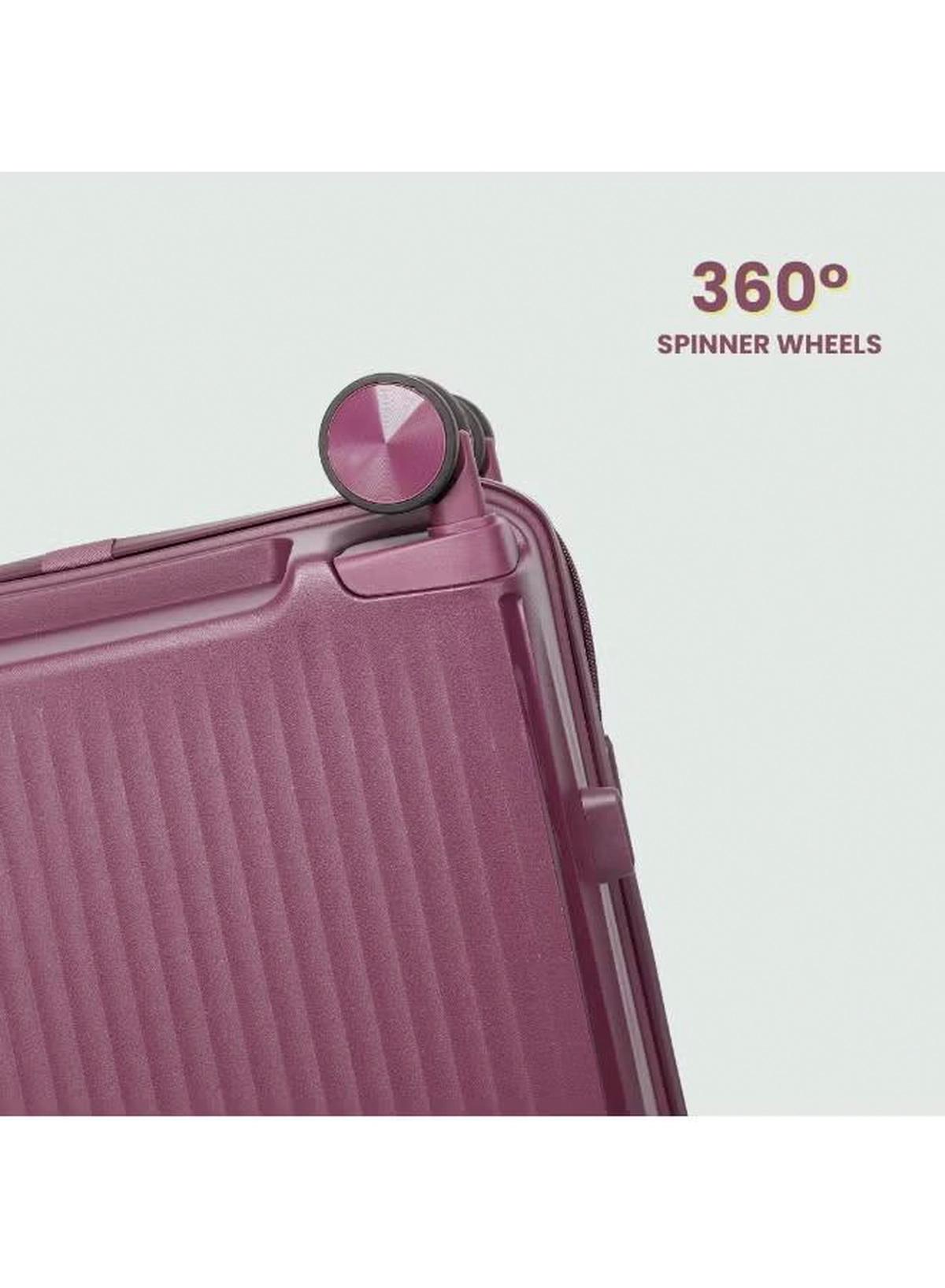British Tourister 3 Piece Polypropylene Hard Side Spinner Luggage Trolley Set 20/24/28 Inch - Purple-6-6