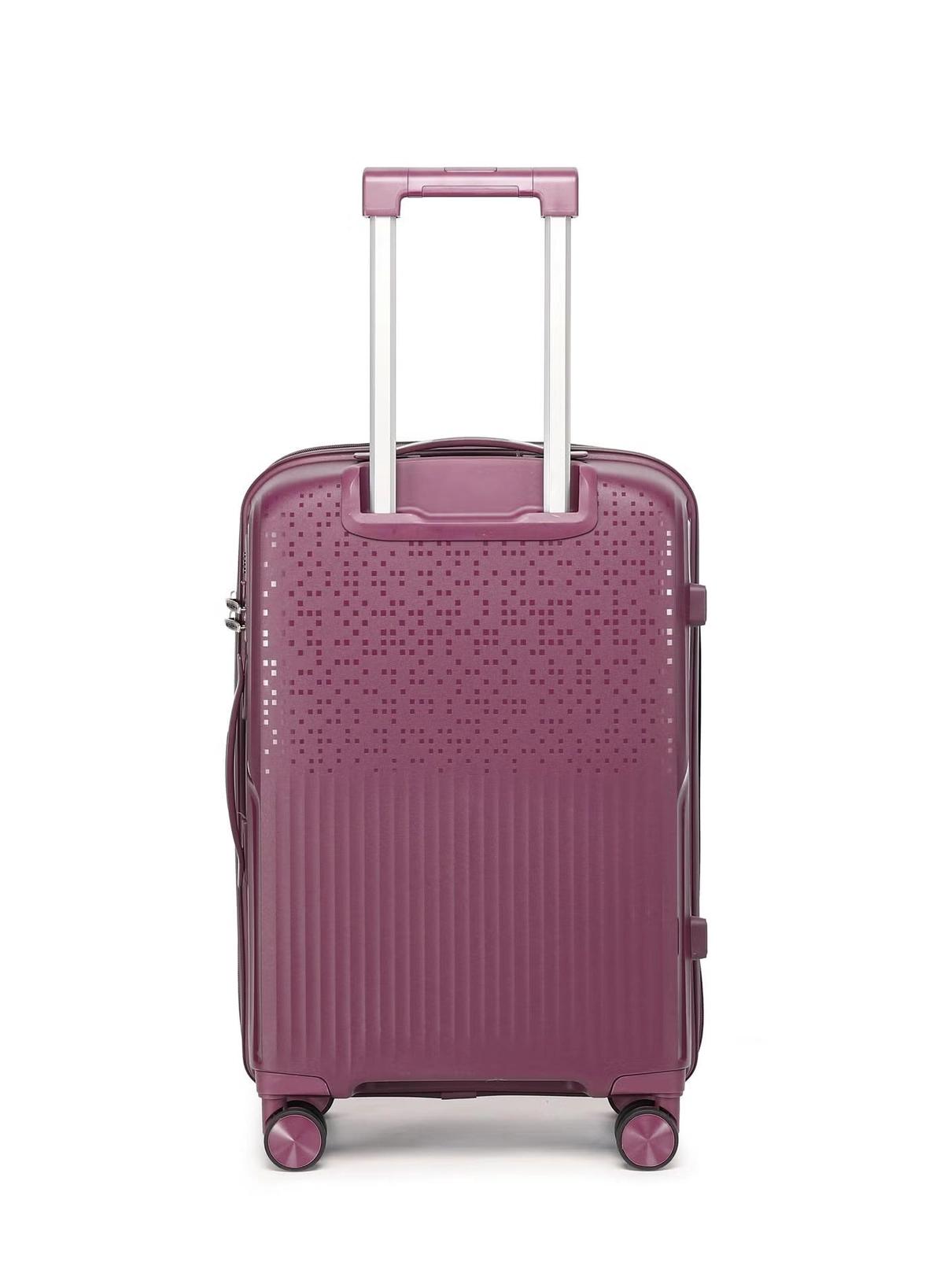 British Tourister 3 Piece Polypropylene Hard Side Spinner Luggage Trolley Set 20/24/28 Inch - Purple-1-1