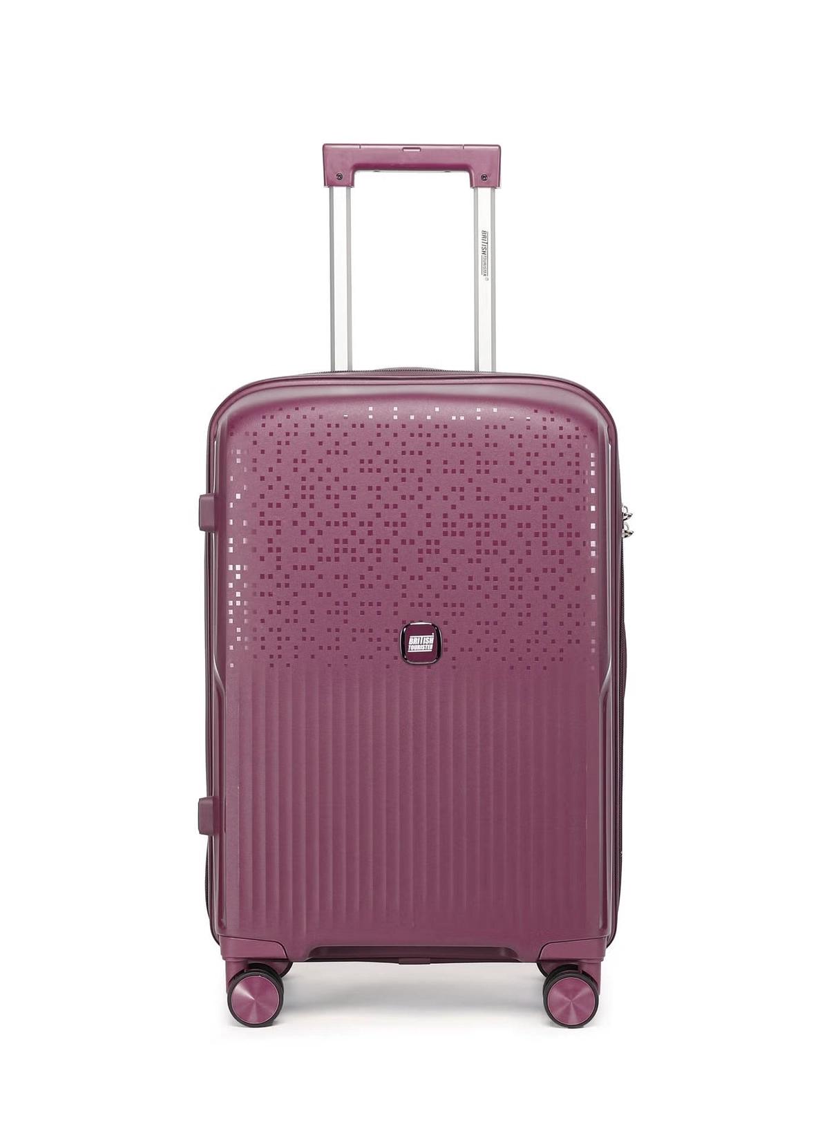 British Tourister 3 Piece Polypropylene Hard Side Spinner Luggage Trolley Set 20/24/28 Inch - Purple-2-2