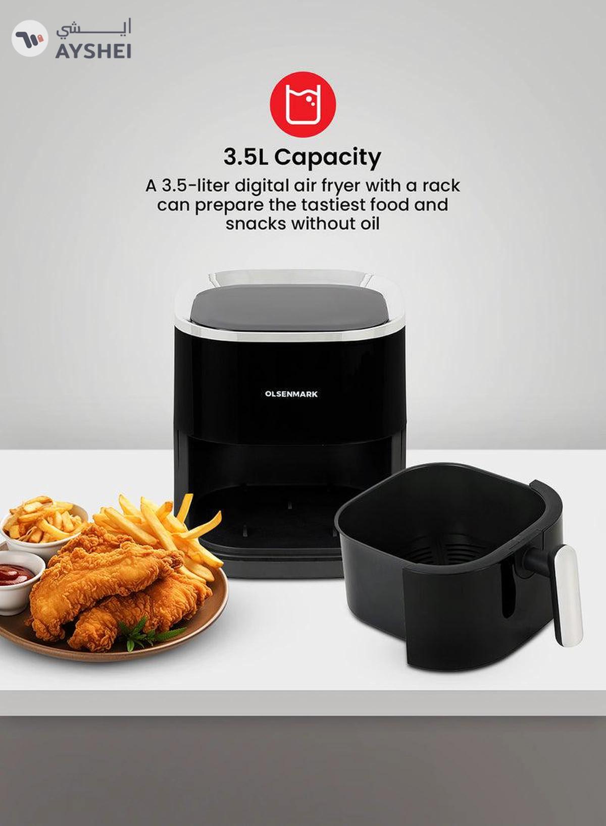 Olsenmark 3.5L Digital Air Fryer – Oil-Free Healthy Cooking with Non-Stick Pot & Tray-4-4