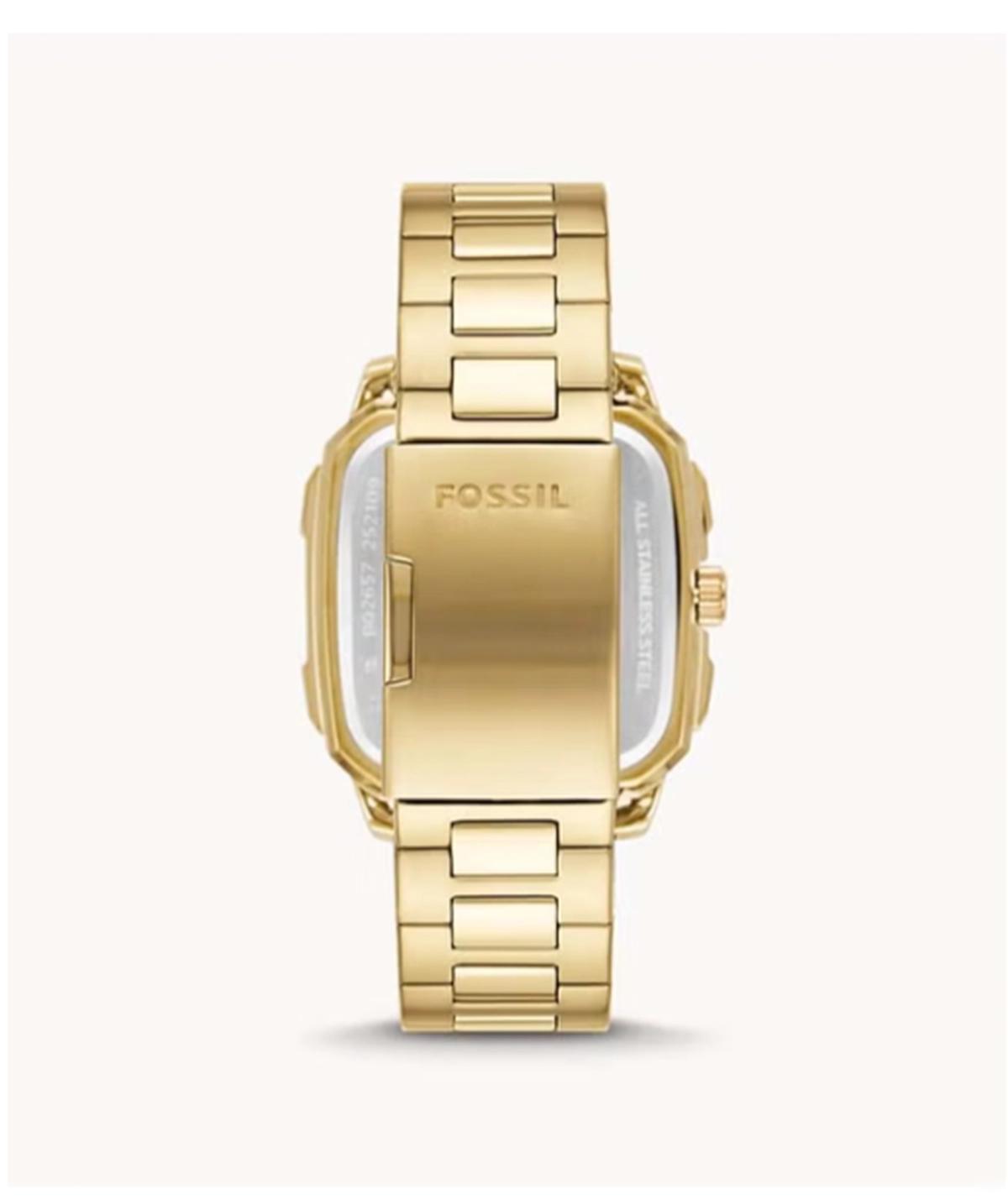 Fossil Men's Inscription Rectangle Shape Stainless Steel Chronograph Wrist Watch BQ2656 - 42mm - Gold-2-2