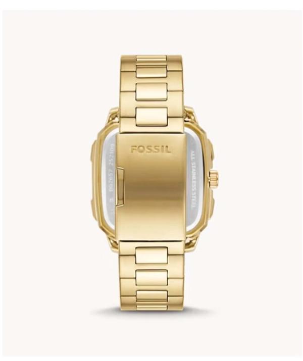 Fossil Men's Inscription Rectangle Shape Stainless Steel Chronograph Wrist Watch BQ2656 - 42mm - Gold