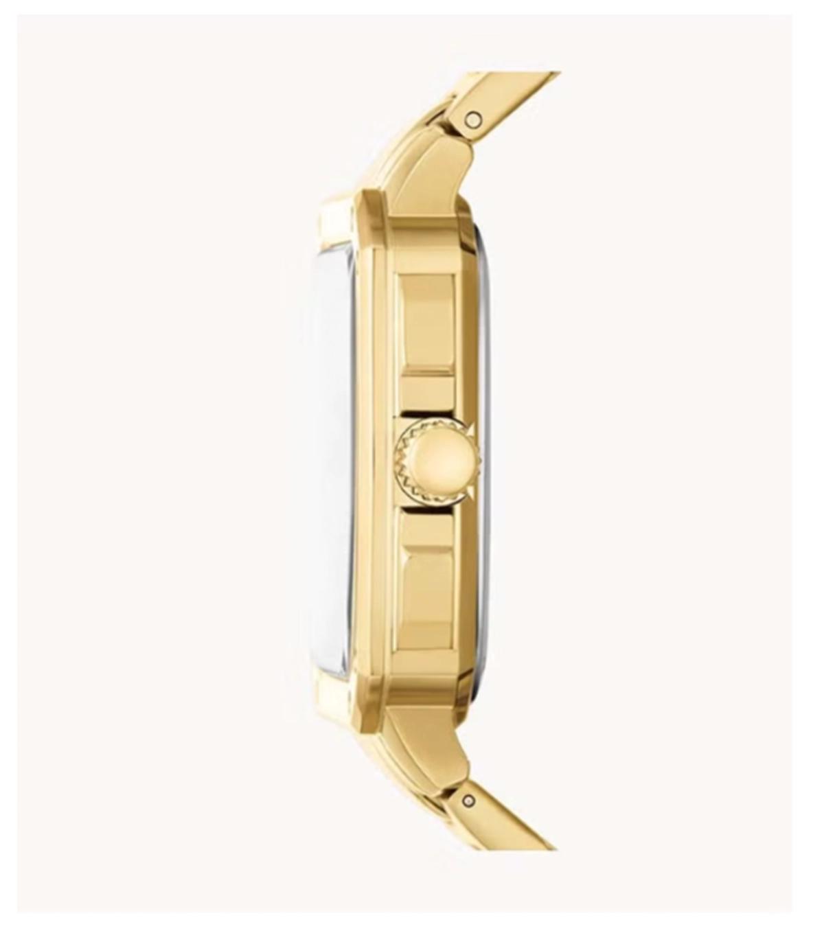 Fossil Men's Inscription Rectangle Shape Stainless Steel Chronograph Wrist Watch BQ2656 - 42mm - Gold-1-1