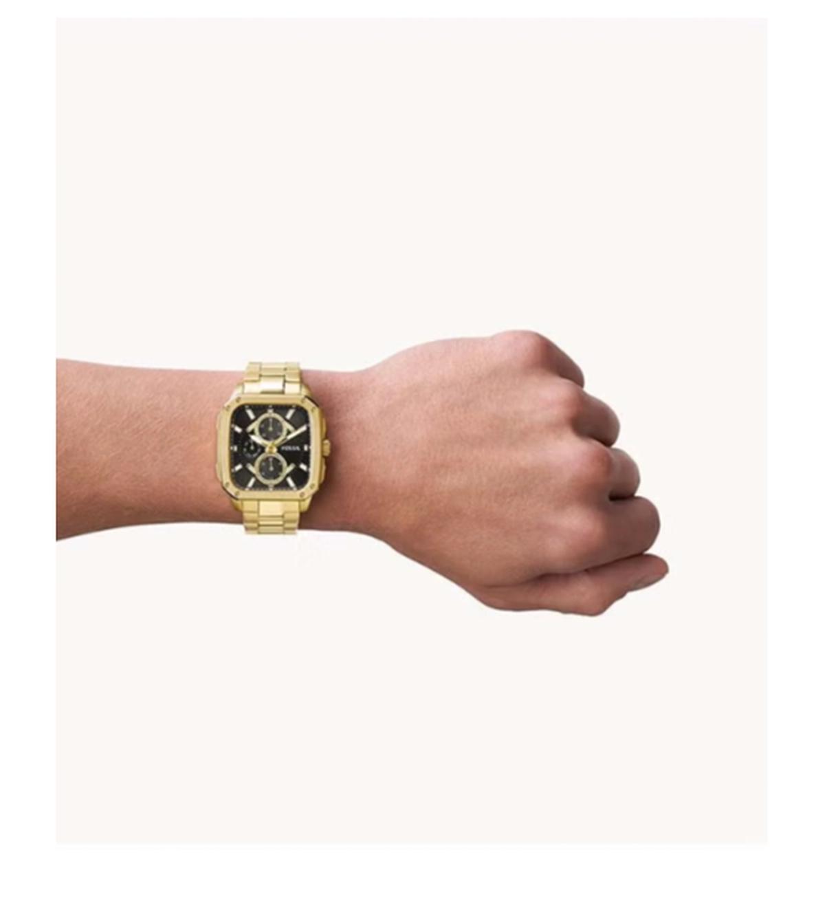 Fossil Men's Inscription Rectangle Shape Stainless Steel Chronograph Wrist Watch BQ2656 - 42mm - Gold-3-3