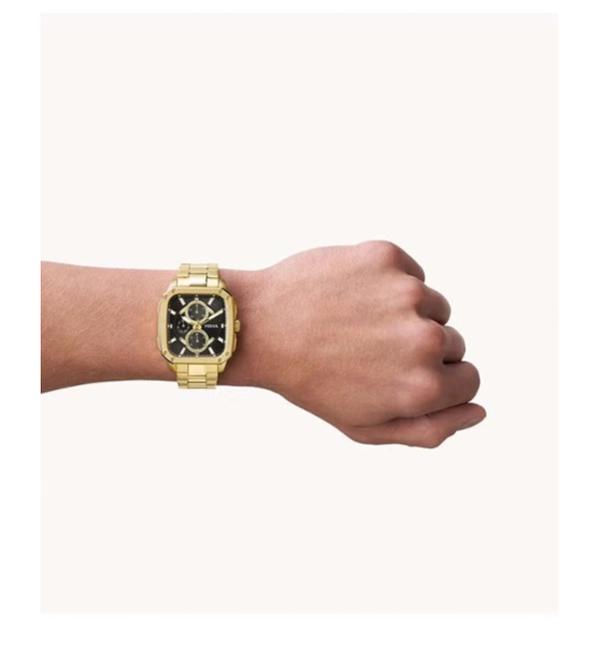 Fossil Men's Inscription Rectangle Shape Stainless Steel Chronograph Wrist Watch BQ2656 - 42mm - Gold