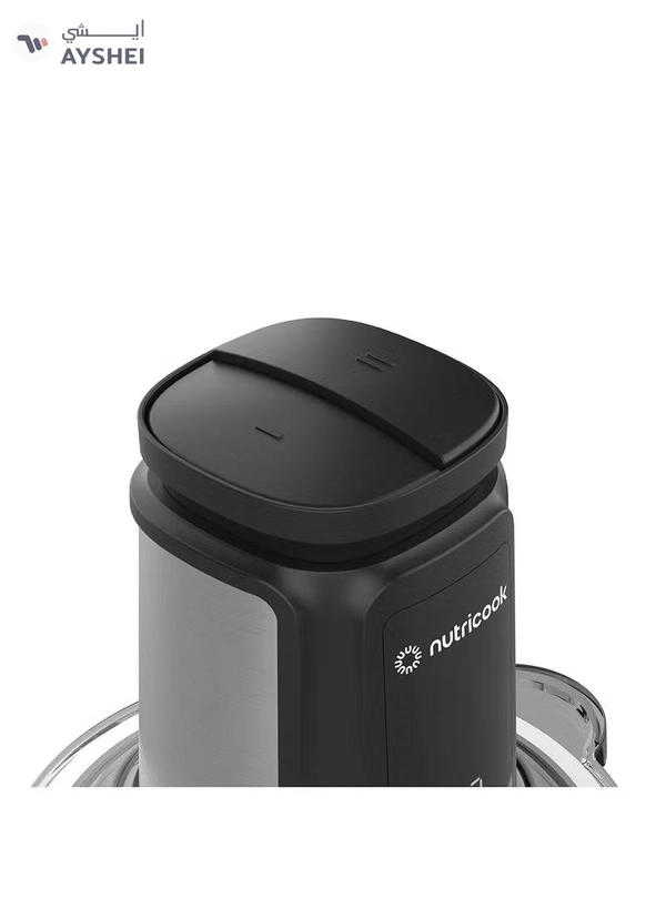 nutricook 1.2L Glass Chopper and Mincer, 500W w/ Pulse & 2 Speeds, Removable 4 SS-Blade for Chopping, Ice Crushing, Meat Mincing, Grinding, Pureeing & more, 2 Yr Warranty, NC-CH1200 1.2 L 500 W Choppi XL Black