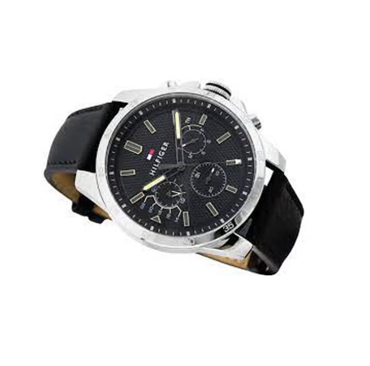Tommy Hilfiger Men's Leather Chronograph Buckle Watch 1791563-1-landscape