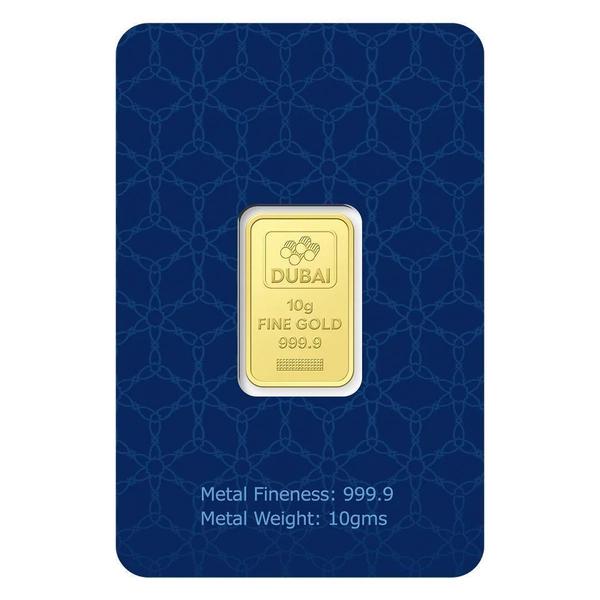 Dubai Gold 10 Grams Pure 999.9 Fine Gold Bar - Variable Design