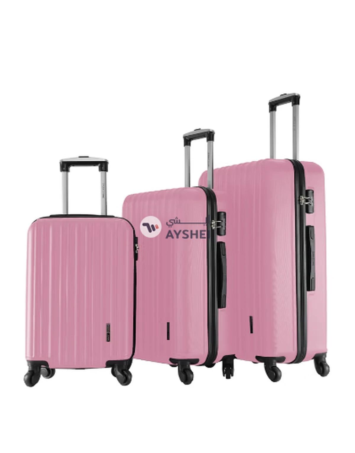 PARAJOHN Keno 3 Piece ABS Hardside Spinner Luggage Trolley Set 20/24/28 Inch Pink-0-portrait