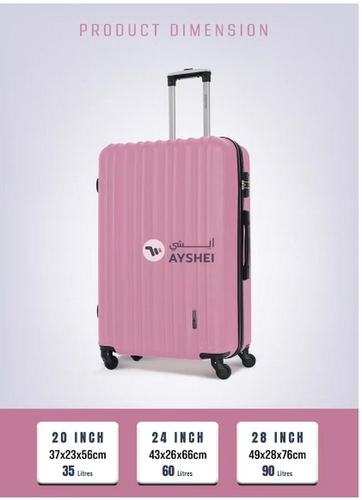 PARAJOHN Keno 3 Piece ABS Hardside Spinner Luggage Trolley Set 20/24/28 Inch Pink-0-portrait