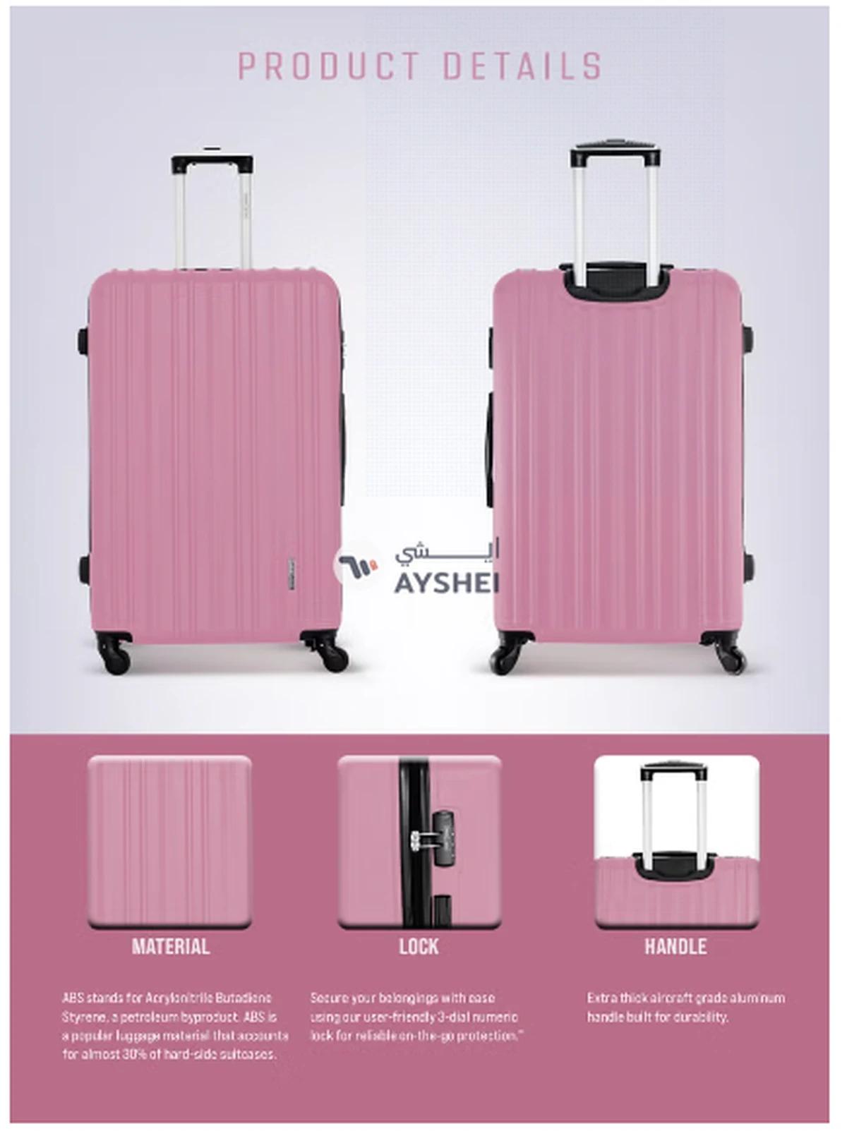 PARAJOHN Keno 3 Piece ABS Hardside Spinner Luggage Trolley Set 20/24/28 Inch Pink-1-portrait