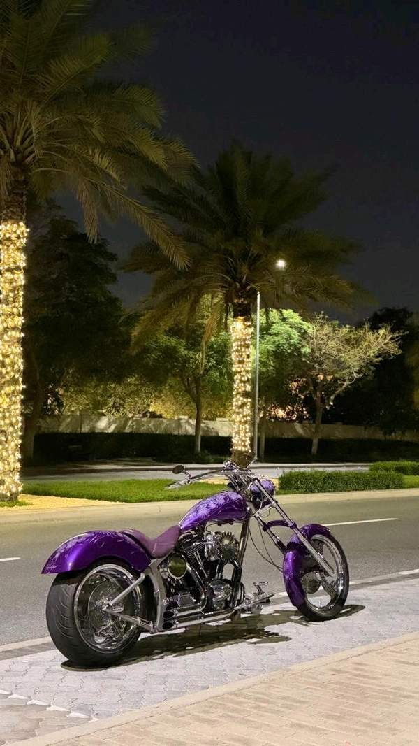 Custom Purple Chopper Motorcycle