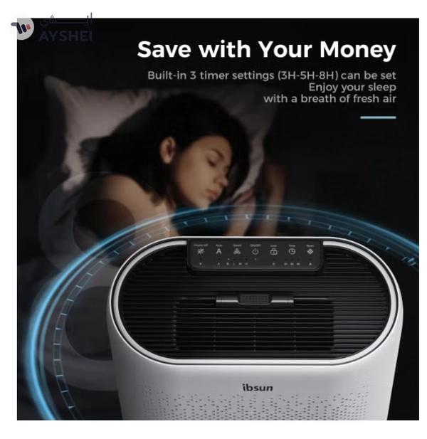 IBSUN Air Purifiers for Home Large Room up to 100㎡ with PM 2.5 Display Air Quality Sensor, Remove 99.97% of Pet Hair with Double-sided Air Inlet