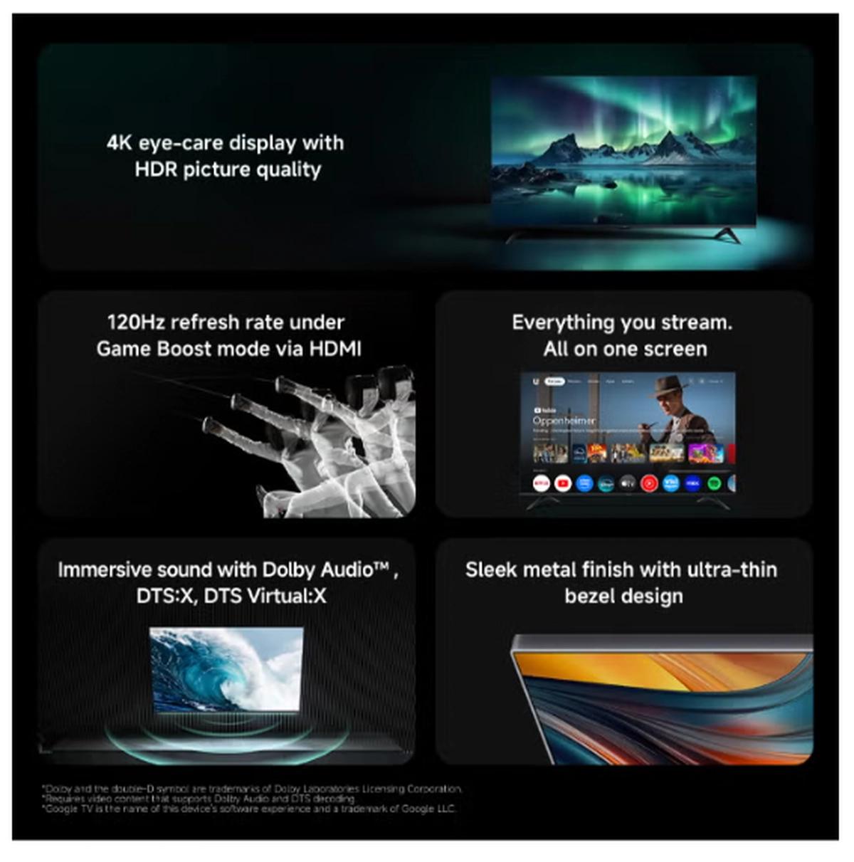 Xiaomi TV A 50 2026 Google TV™, 4K UHD image quality Dolby Audio & DTS:X, Metallic design, Game Boost mode 120Hz L50MB-AME Black-1-1