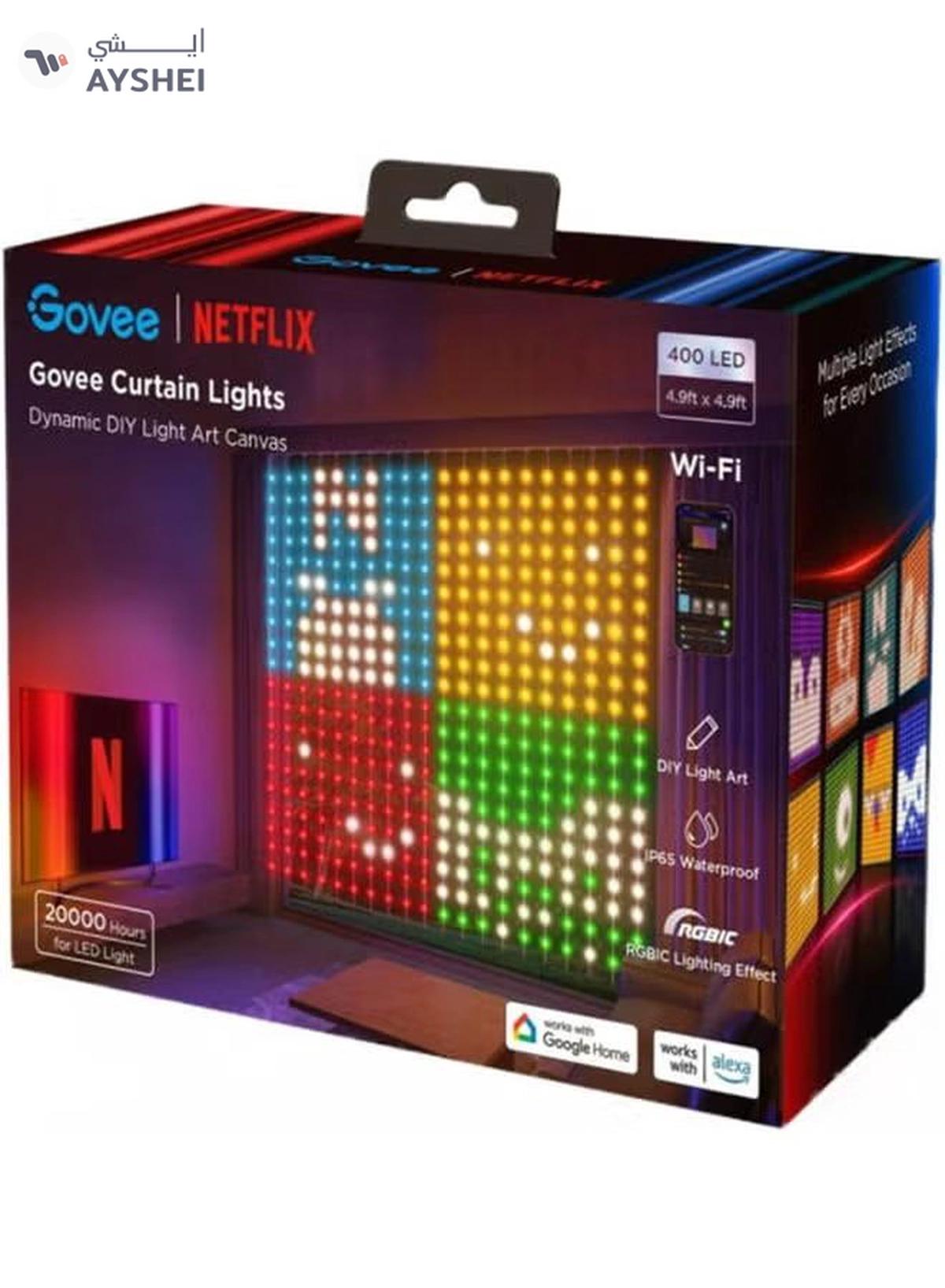 Govee Netflix RGBIC Indoor Curtain Lights with 400 LED-0-0