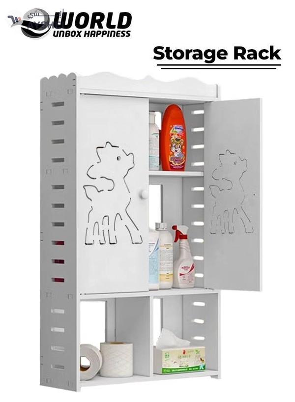 Eworld Premium 3-tier Plastic Wall-Mounted Bathroom Cabinet with Doors