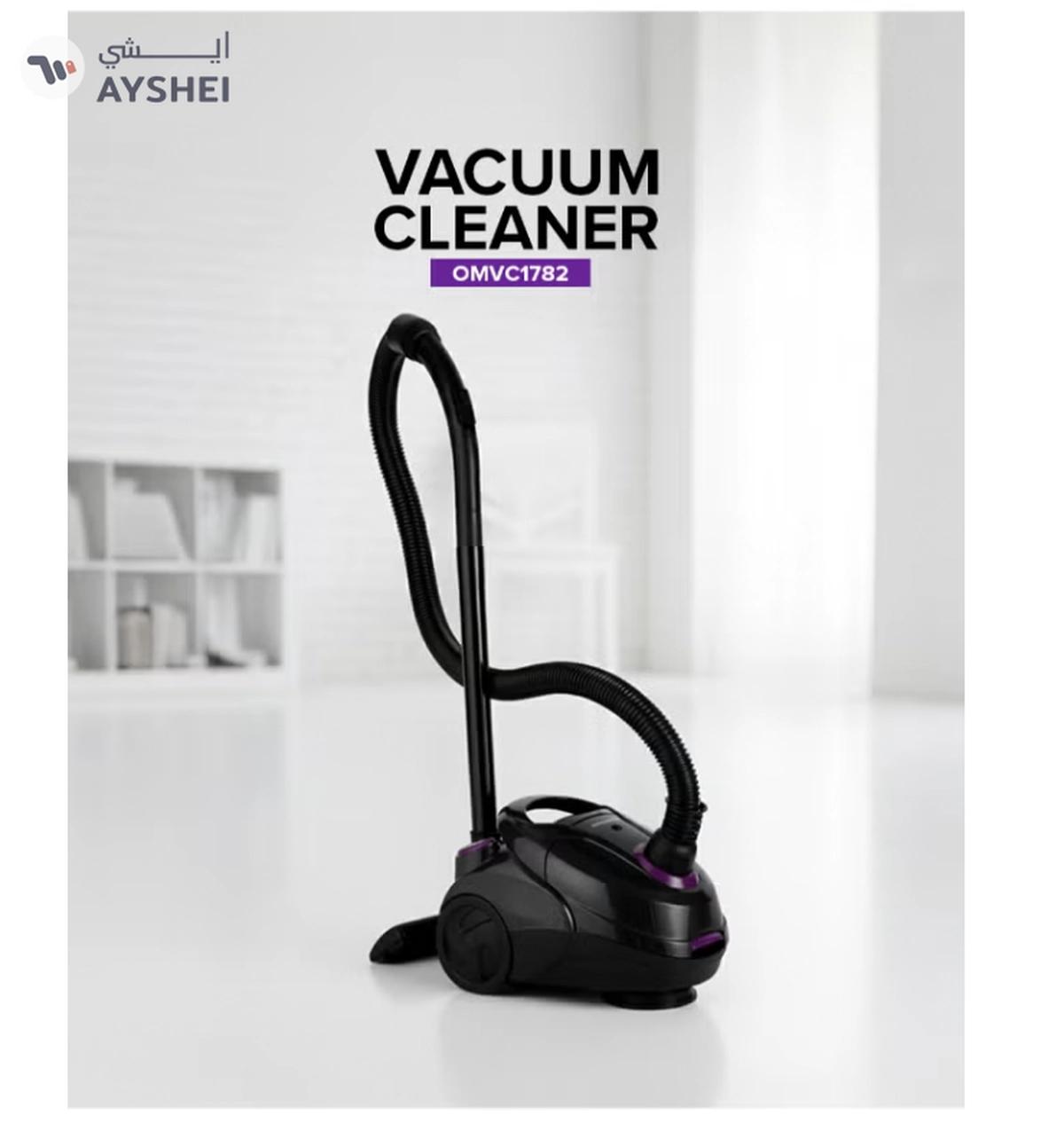 Olsenmark Vacuum Cleaner With Dust Bag 1400W OMVC1782, Powerful Suction, Dust Full Indicator,Dust Bag capacity 1.5L, Flexible Hose With Airflow On Handle, Pedal Switch And Auto-Rewinding Wire 1.5 L 1400 W OMVC1782 Black/Purple-0-portrait