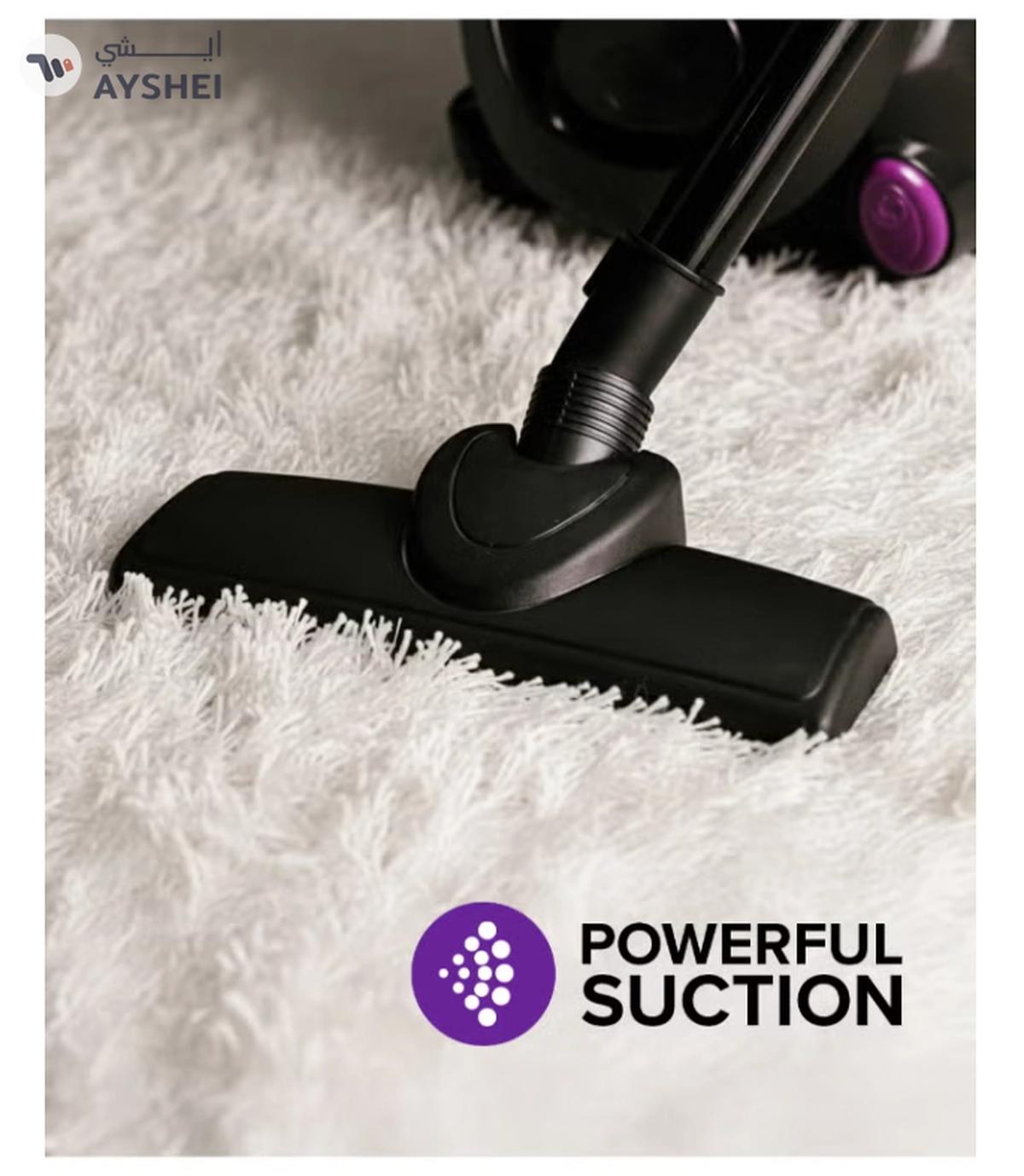 Olsenmark Vacuum Cleaner With Dust Bag 1400W OMVC1782, Powerful Suction, Dust Full Indicator,Dust Bag capacity 1.5L, Flexible Hose With Airflow On Handle, Pedal Switch And Auto-Rewinding Wire 1.5 L 1400 W OMVC1782 Black/Purple-4-4