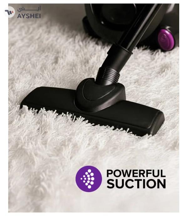 Olsenmark Vacuum Cleaner With Dust Bag 1400W OMVC1782, Powerful Suction, Dust Full Indicator,Dust Bag capacity 1.5L, Flexible Hose With Airflow On Handle, Pedal Switch And Auto-Rewinding Wire 1.5 L 1400 W OMVC1782 Black/Purple