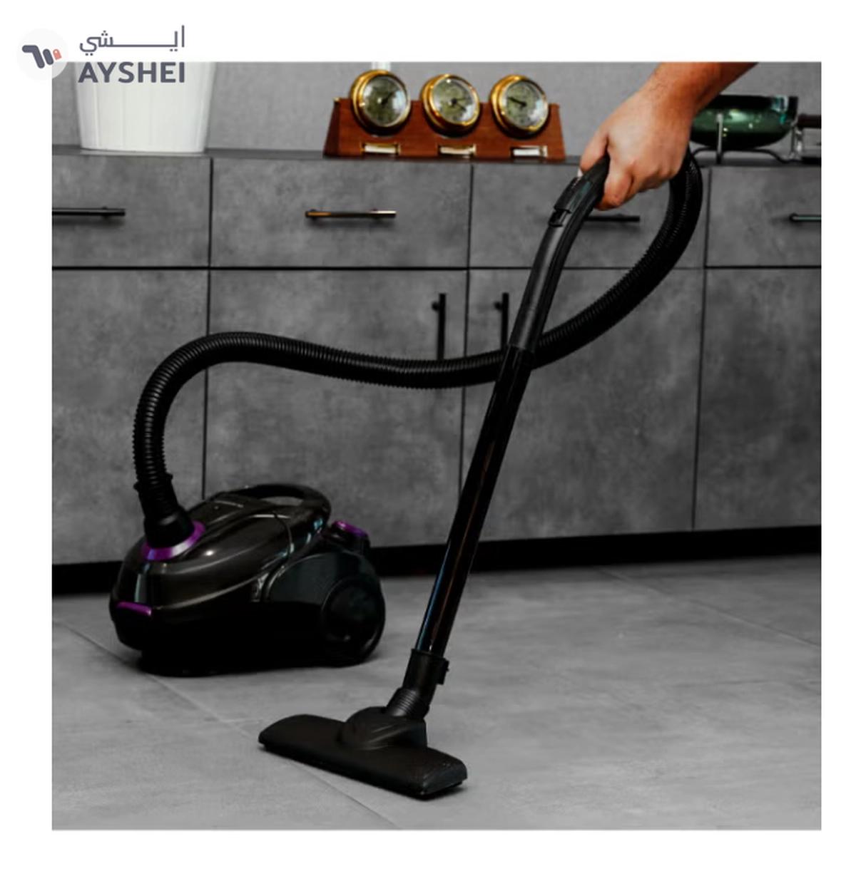 Olsenmark Vacuum Cleaner With Dust Bag 1400W OMVC1782, Powerful Suction, Dust Full Indicator,Dust Bag capacity 1.5L, Flexible Hose With Airflow On Handle, Pedal Switch And Auto-Rewinding Wire 1.5 L 1400 W OMVC1782 Black/Purple-5-5