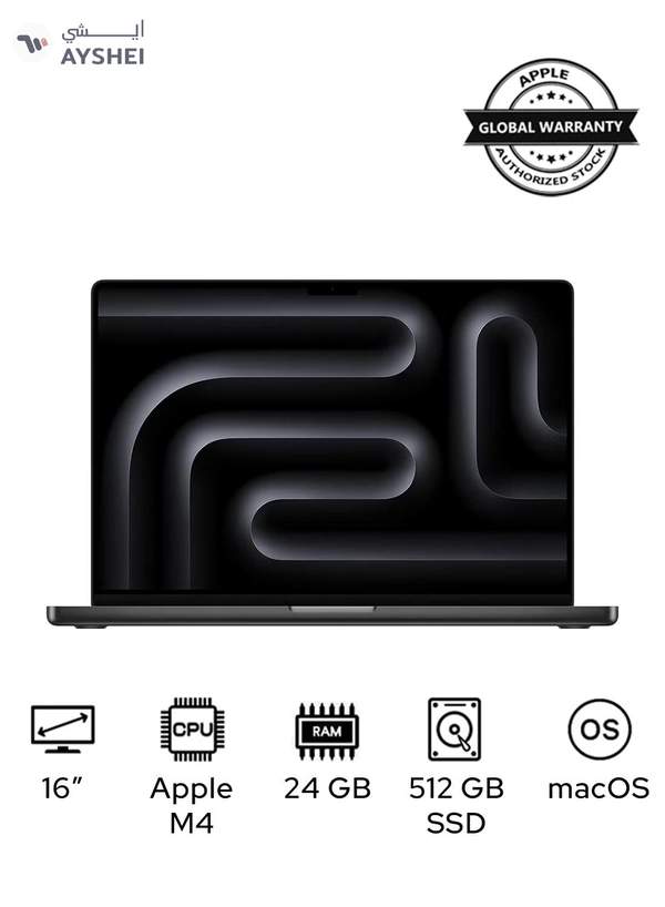 Apple MacBook Pro MX2X3 Liquid XDR Retina 16-Inch Display, M4 Pro Chip 14-Core CPU 20-Core GPU Processor/24GB RAM/512GB SSD/macOS(International Version) English Space Black
