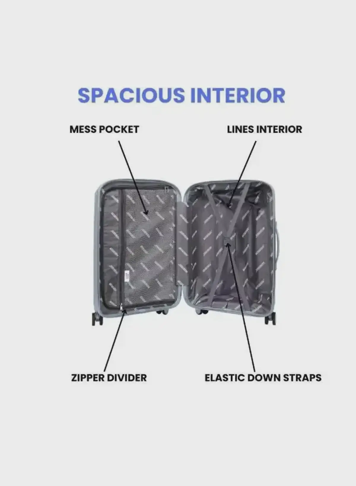 British Tourister 3 Piece Polyproplene Hard Side Spiner Luggage Trolley Set 20/24/28 Inch - Grey Blue-2-2