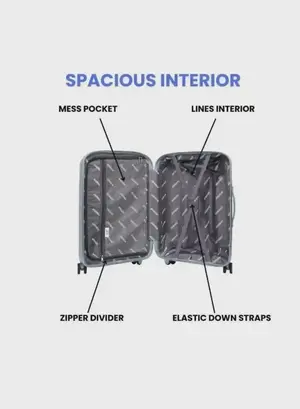 British Tourister 3 Piece Polyproplene Hard Side Spiner Luggage Trolley Set 20/24/28 Inch - Grey Blue