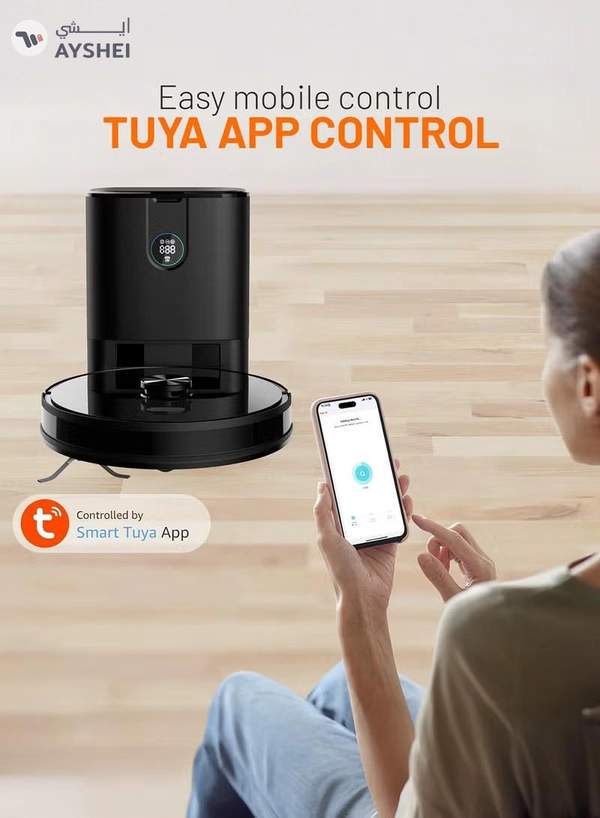GEEPAS 2 In 1 Wet & Dry Robot Vacuum Cleaner | LDS Navigation, TUYA App Control | 4 Cleaning Modes 2600 mAh Battery & Auto Recharge | 4 Anti Drop Sensors, Remote Control, Brushless Motor | GRVC19058 19 W GRVC19058 black